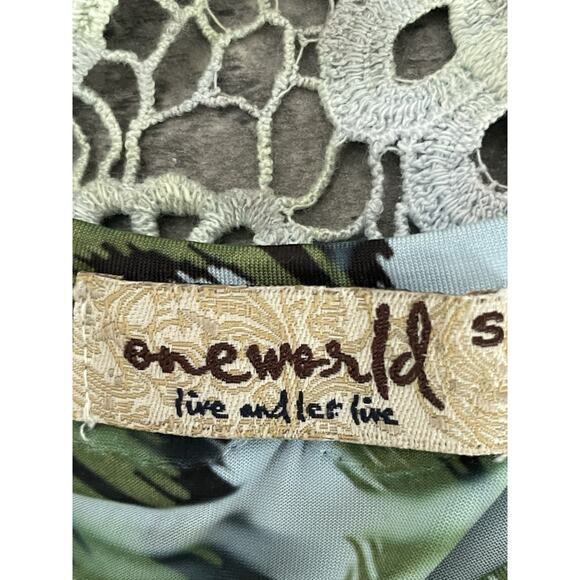 One World BohoDress S  Arsty Stretch Sublimation Hippie Coachella Crochet Back - Picture 3 of 6